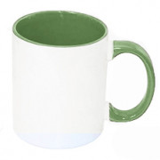 Кружка с заливкой и ручкой салатовая