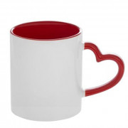 Кружка с ручкой сердце красная