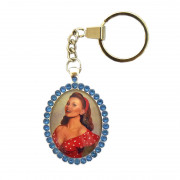 Брелок с голубыми стразами серебро P006