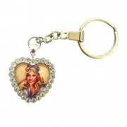 Брелок со стразами сердце  серебро P007