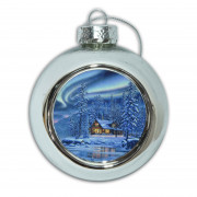 Шар елочный стеклянный серебро